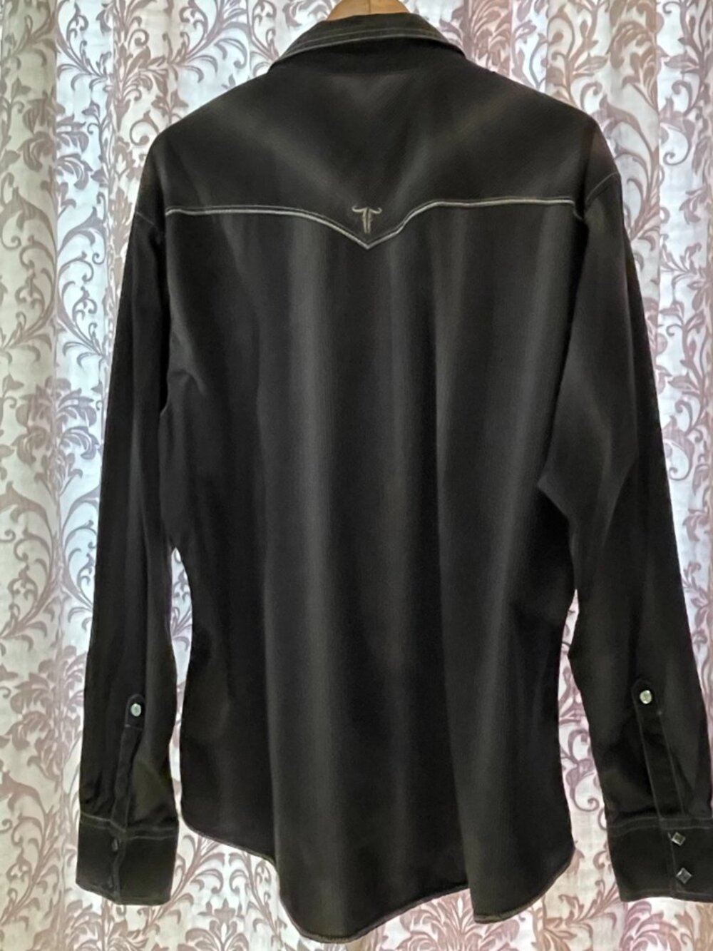 Men's XXL Rock 47 by WRANGLER Blk/Grey L/S Pearl Snap Contemporary Western Shirt - Picture 2 of 16